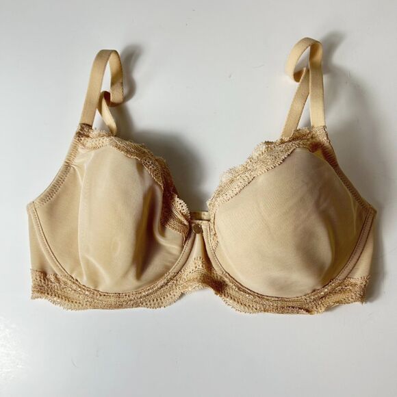 Natori Tan Mesh and Lace Lightly Lined Underwire Bra Size 30DDD - Picture 1 of 10